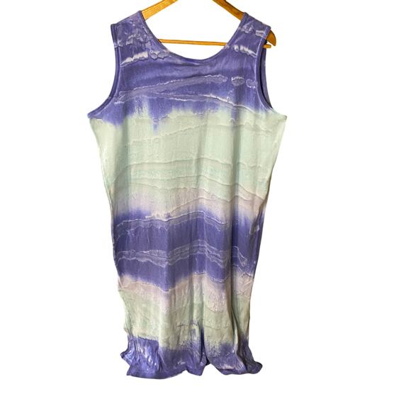 Common Threads Women’s Large Tie-Dye Maxi Purple Aqua 100% Cotton Made in USA - Picture 3 of 10